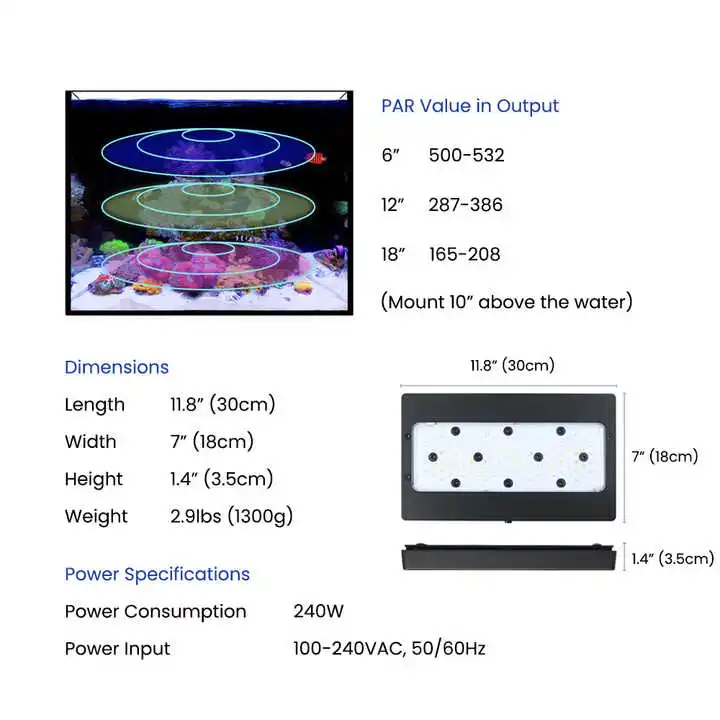A8Pro Max/Blue 240W CREE Light - Aquarium Blue Marine 评论和价格